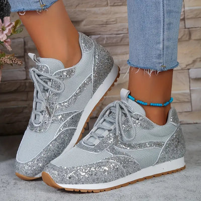 Glitzernde Mesh-Sneaker Atmungsaktive Niedrige Oberteile