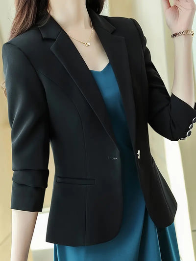 Lässiger schmaler für Damen, Schlichter Button-Front Blazer