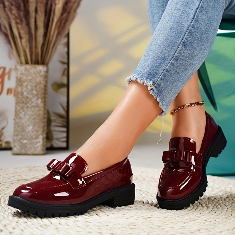 Schleifen-Loafer – Bequeme Slip-Ons mit Blockabsatz, Preppy-Stil