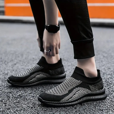 Trendiger gewebter Strick-Slip-On Sneakers für Herren