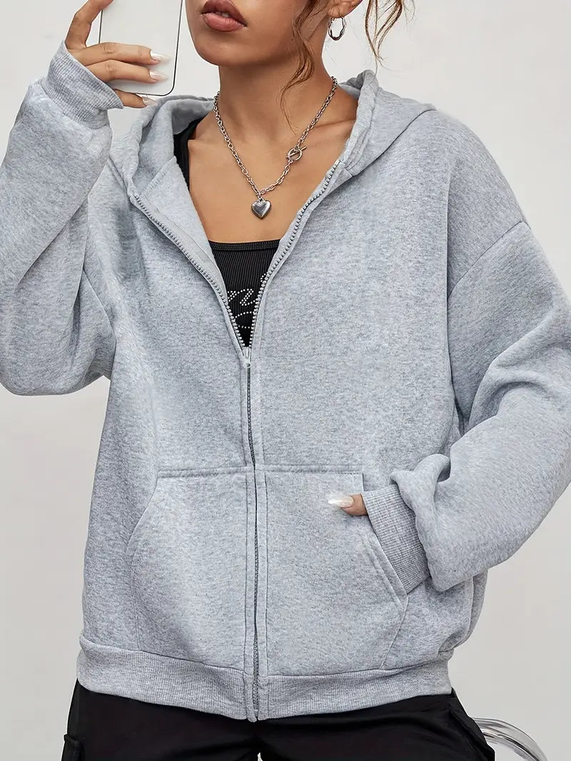 Leichter Fleece Zip-Up Hoodie für Damen