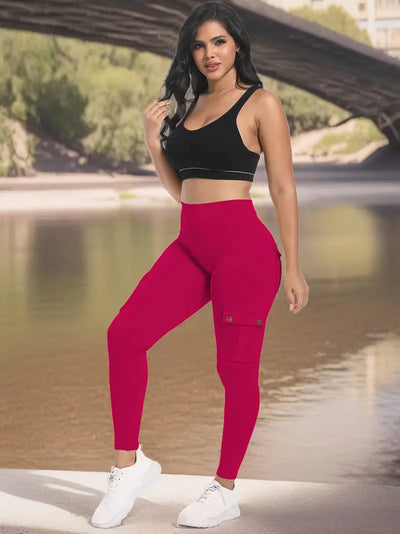 UtilityFit-Yoga-Leggings mit hohem Bund und vier Knöpfen