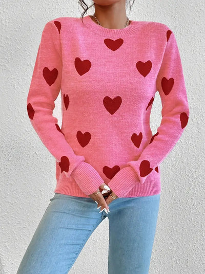 Sweetheart Holiday Strickpullover Festliches rosa Herzdesign