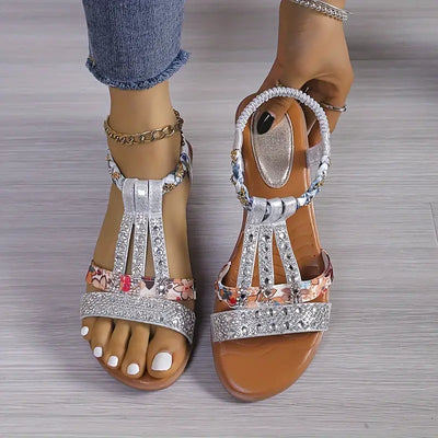 Boho Komfort Strass Muster Plattform Sandalen