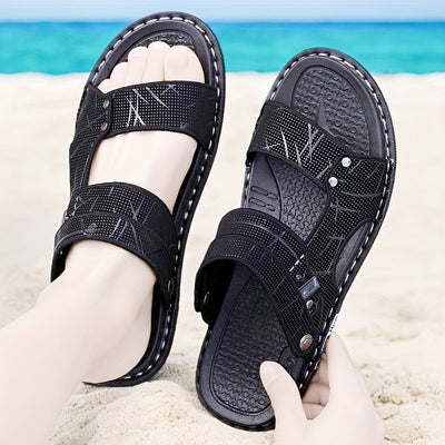 Herren-Sommersandalen – Atmungsaktive Slip-On Strandslipper mit Gummisohle