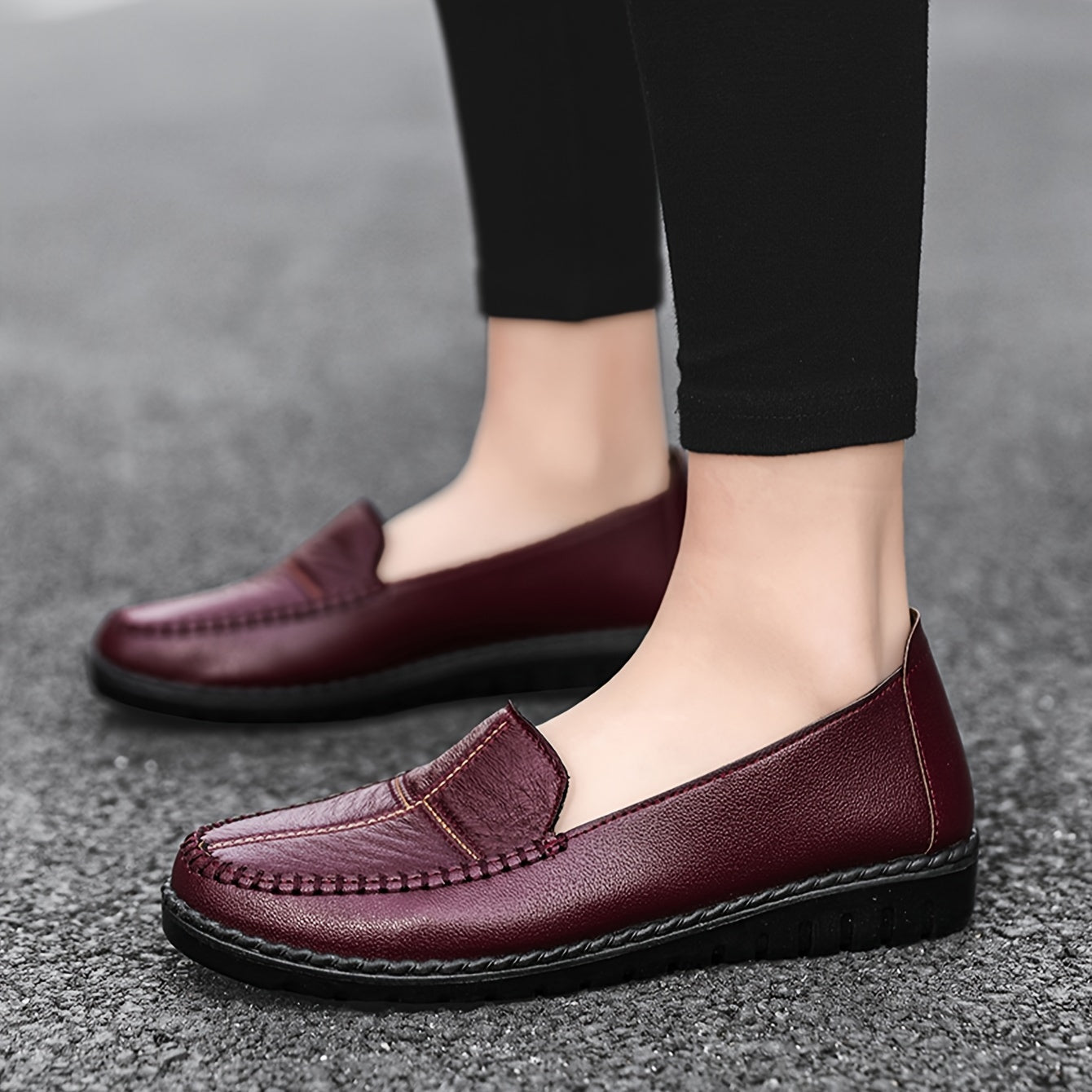 Damen Slip-On Loafer, Weiche Sohle, Rutschfeste Flache Schuhe