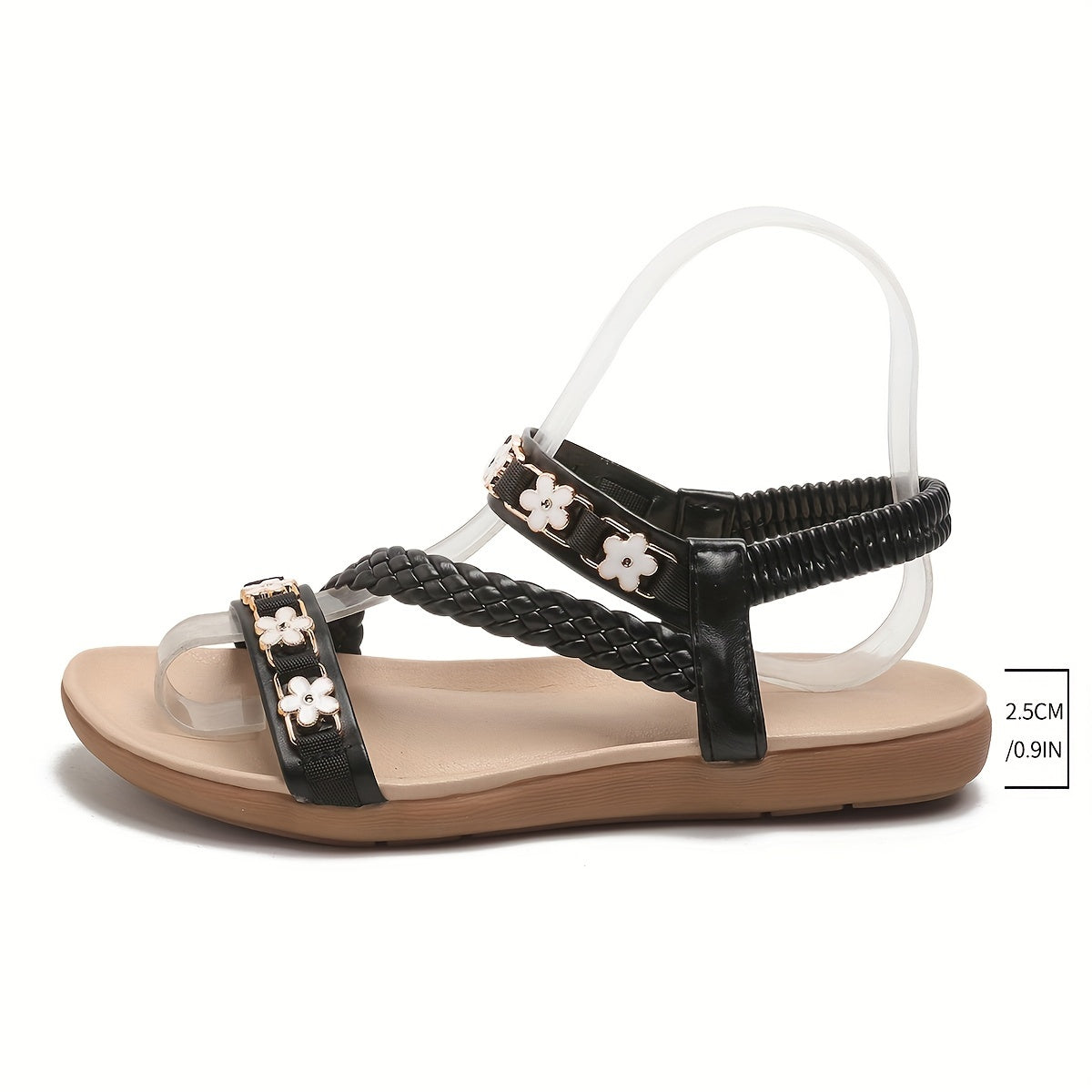 Schicke Geflochtene Damen Sommer Sandalen – Geflochten, Blumenmuster & Rutschfest