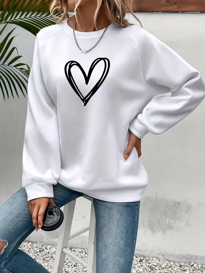 Bezauberndes Sweatshirt mit Herz-Print