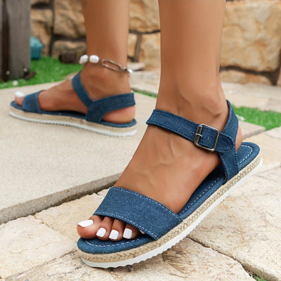 Damen Sommer Vintage-Stil Sandalen – Denim Espadrilles, Bequem & Leicht