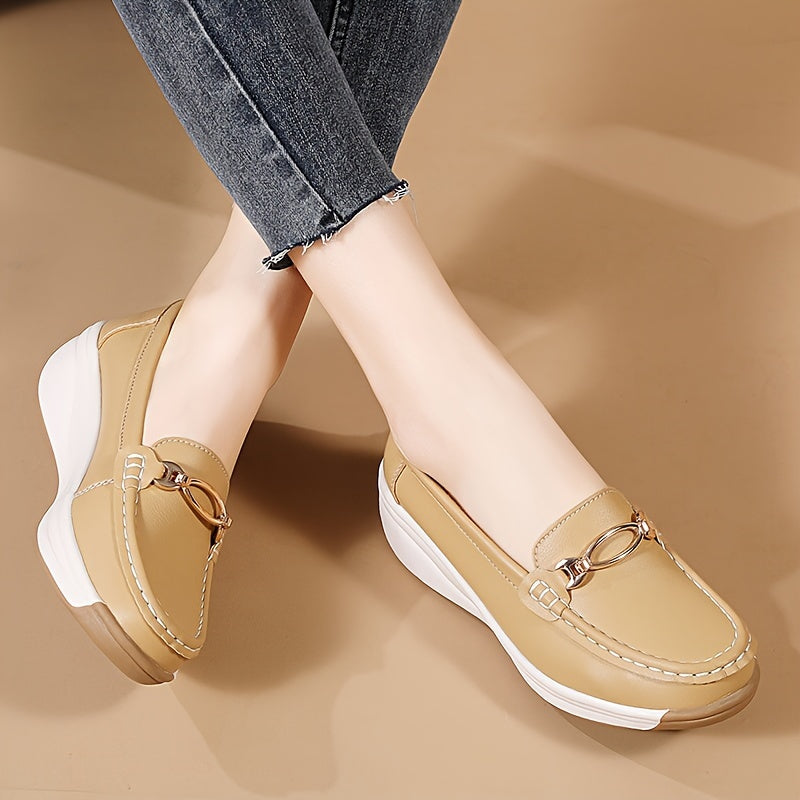 Damen Sommer-Loafer – Bequeme Slip-On Schuhe mit Dicker Sohle