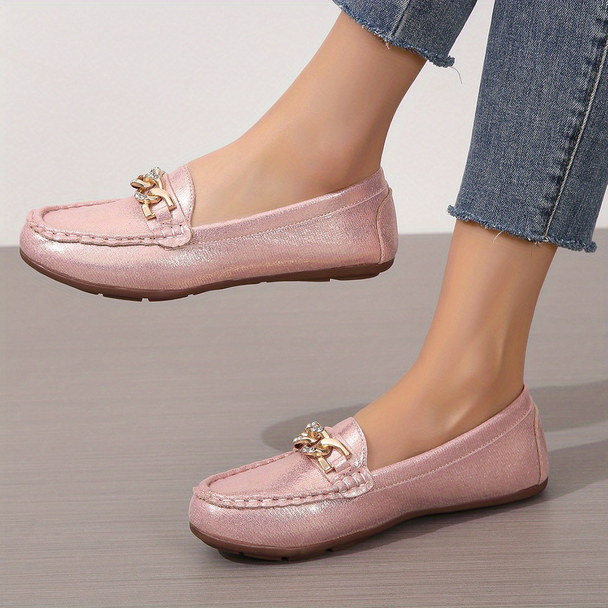 Slip-On Flats mit Pailletten, Atmungsaktive Rund-Toe Schuhe