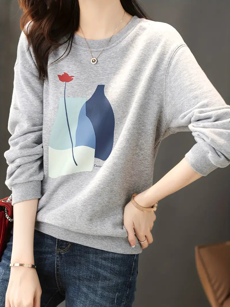 Sweatshirt für Damen Geometrisches Vase Design