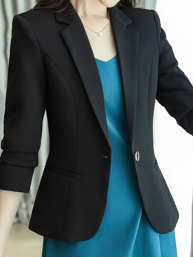 Lässiger schmaler für Damen, Schlichter Button-Front Blazer