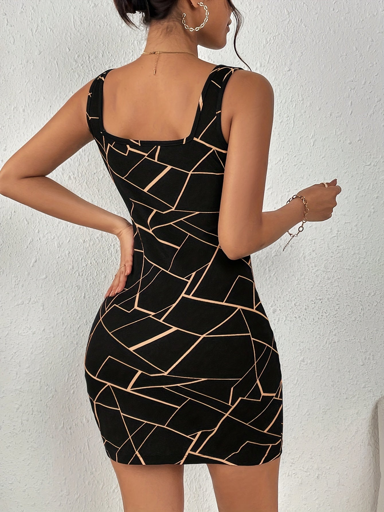 Geodruck Bodycon-Minikleid für Damen, Elegantes Tankkleid