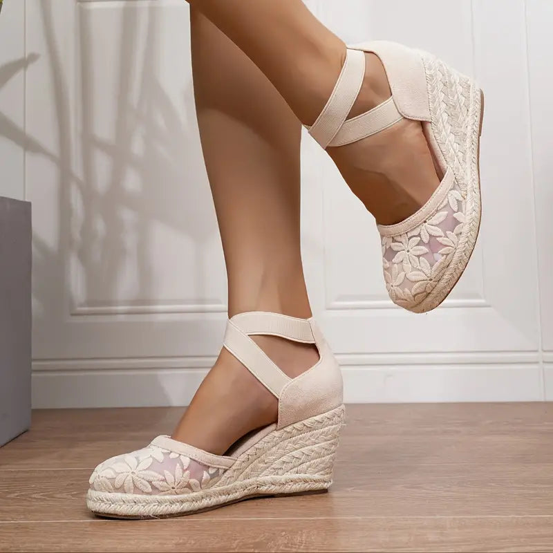 Espadrille Plateauschuhe aus Mesh