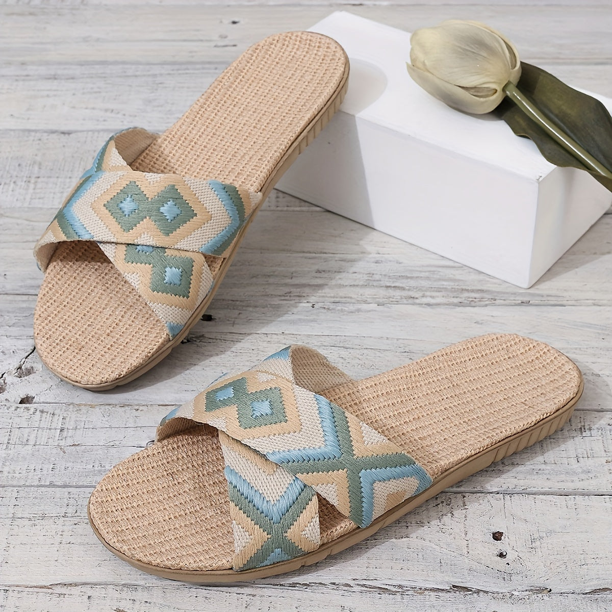 Damen Sommer-Leinenhausschuhe – Rutschfeste, Leichte & Atmungsaktive Slippers