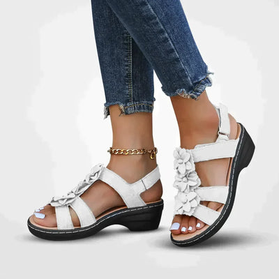 Damen Sommer Serie Blumen Plateau Sandalen