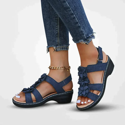 Damen Sommer Serie Blumen Plateau Sandalen