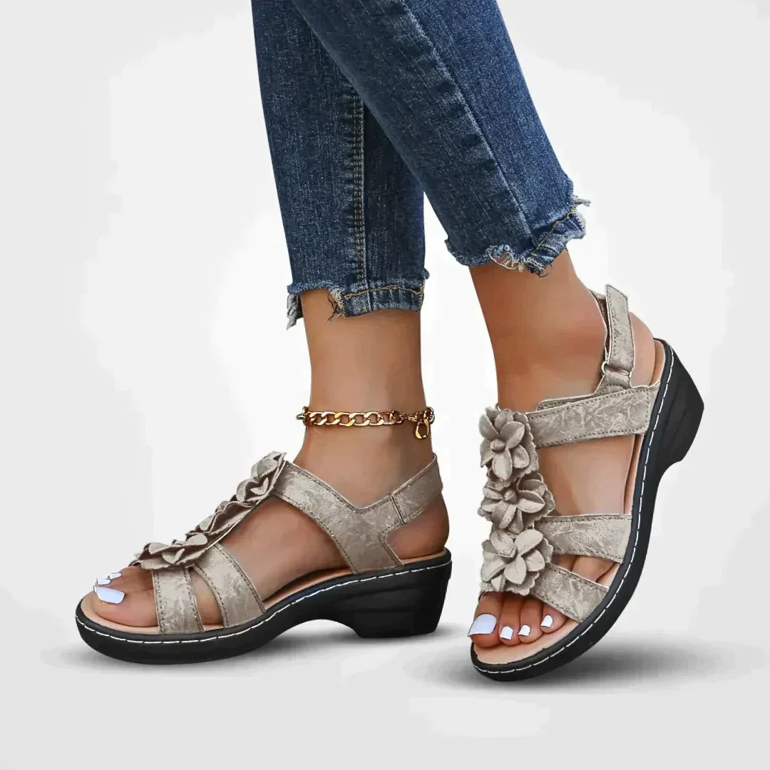 Damen Sommer Serie Blumen Plateau Sandalen