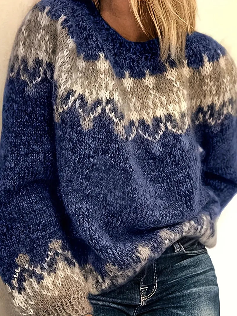 Giza - Gemütlicher, schicker Mohair-Pullover mit Farbblockdesign