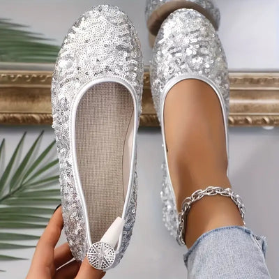 Modische Glitzer-Ballett-Flats