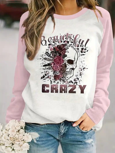 Wild Beauty-Sweatshirt mit Totenkopf-Print