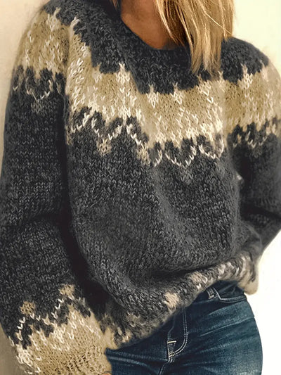 Giza - Gemütlicher, schicker Mohair-Pullover mit Farbblockdesign