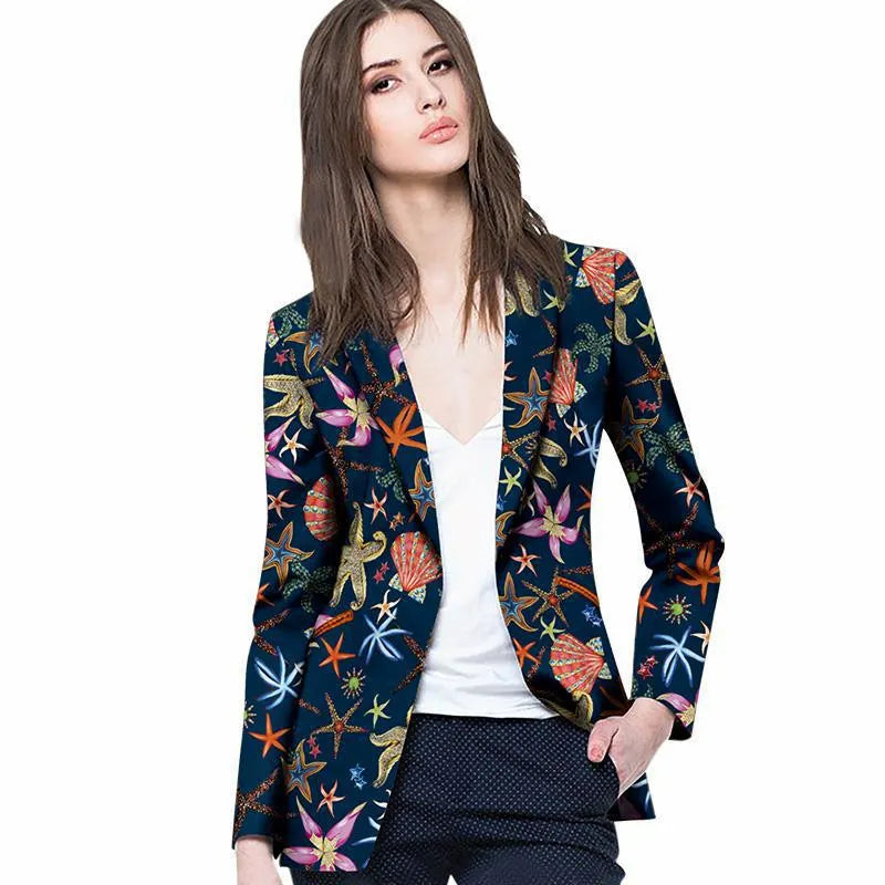 Blazer mit Blumendruck und offener Front