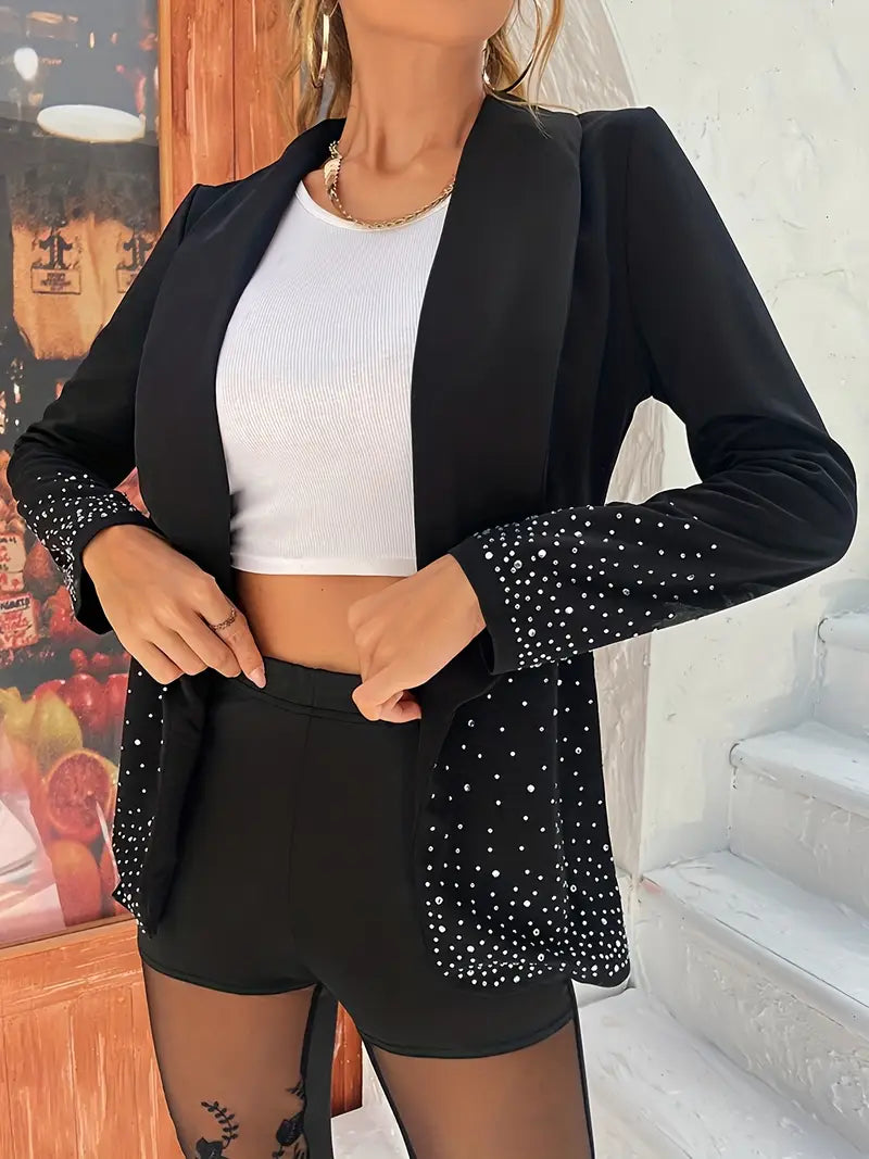 Eleganter Blazer mit Schalkragen und Strasssteinen für Damen