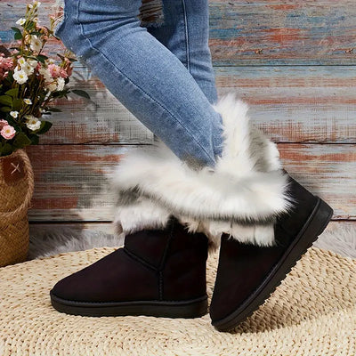 Elegante Faux-Fur Slip-On Stiefel, Komfortable Winterstiefe