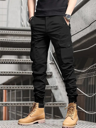 Herren Trendige Solid Footed Cropped Cargo-Hose mit Seitentasche