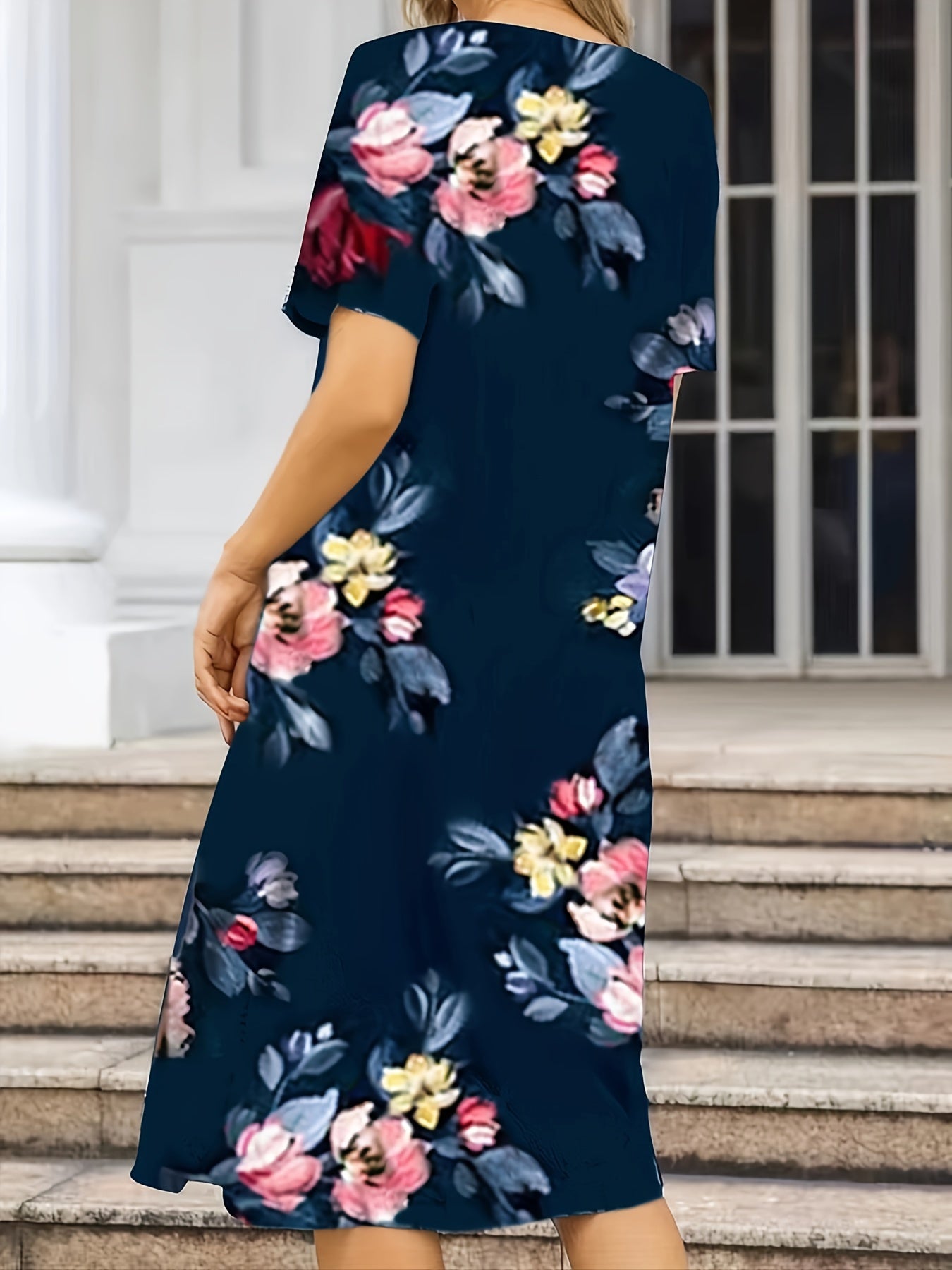 Blumenmuster Midi-Kleid für Damen – Plissiertes Sommerkleid