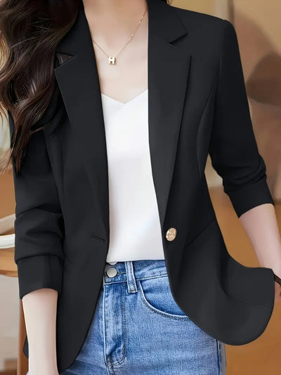 Eleganter Damen Blazer, Klassischer Ein-Knopf Langarm