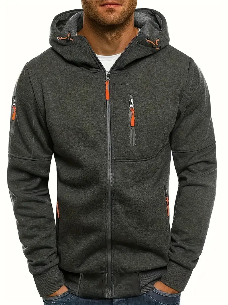 Darren - Solide Farbe Herren Kapuzenjacke Casual Langarm Hoodies