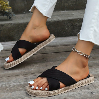 Damen Sommer Slipper – Leichte Flache Sandalen, Bequeme Rutschfeste Pantoletten