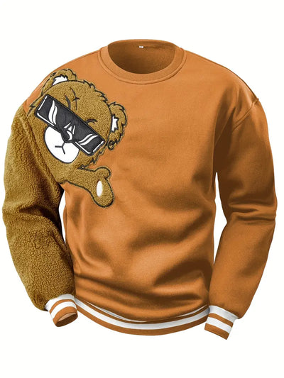 Willy - Verspielter Komfort Cartoon Bär Stickerei Rundhalsausschnitt Sweatshirt