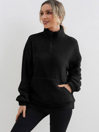 Damen-Sweatshirt mit Reißverschluss und Taschen