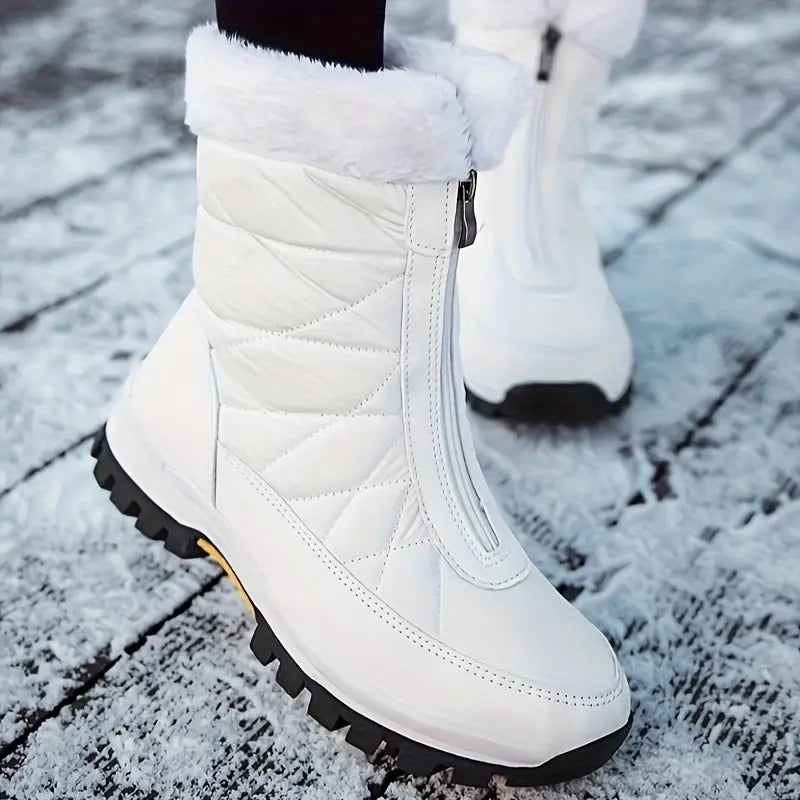 Damen Schneestiefel mit Reißverschluss, Fellfutter, Rutschfest