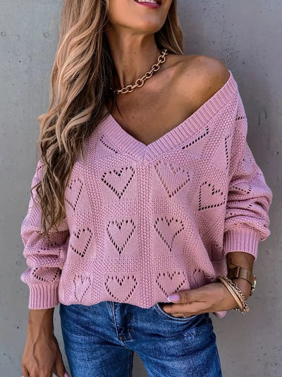 Schicker Pullover mit Sweetheart-Ausschnitt und V-Ausschnitt