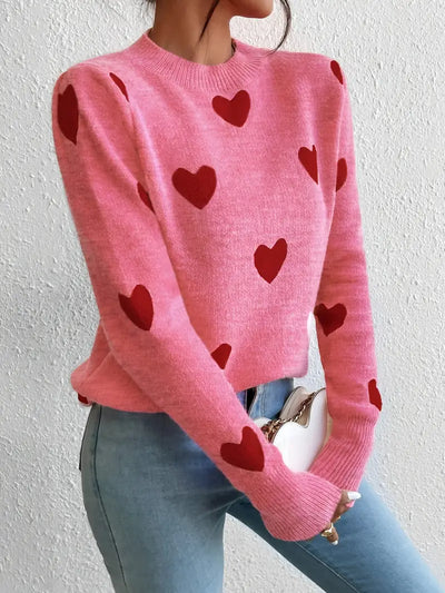 Sweetheart Holiday Strickpullover Festliches rosa Herzdesign