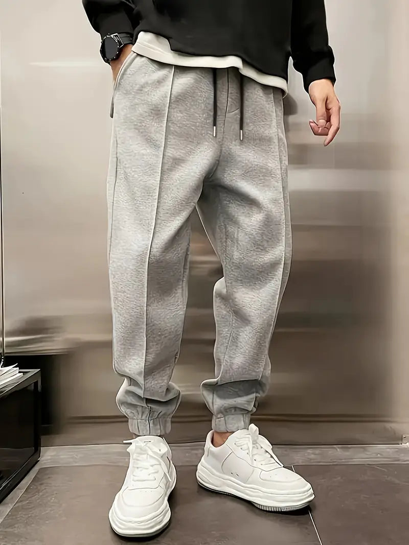 Fleece-Lined Casual Joggers für Herren  Kordelzugbund, Strick-Polyester