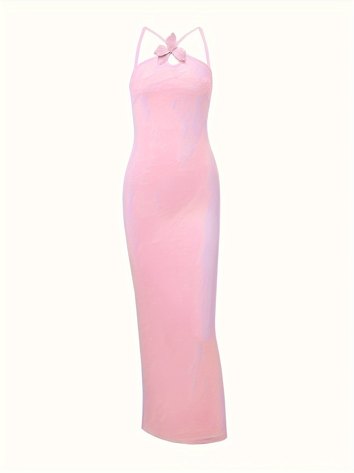 Figurbetontes Sommerkleid für Damen – Blumendekoration, Verstellbarer Neckholder