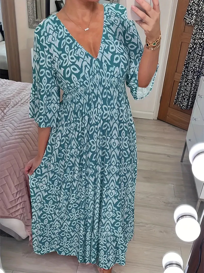 Blumendruck Übergröße Boho Maxikleid