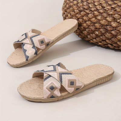 Damen Sommer-Leinenhausschuhe – Rutschfeste, Leichte & Atmungsaktive Slippers