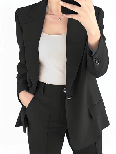 Blazer mit Revers und Schlaghosen im Set mit Knopfleiste