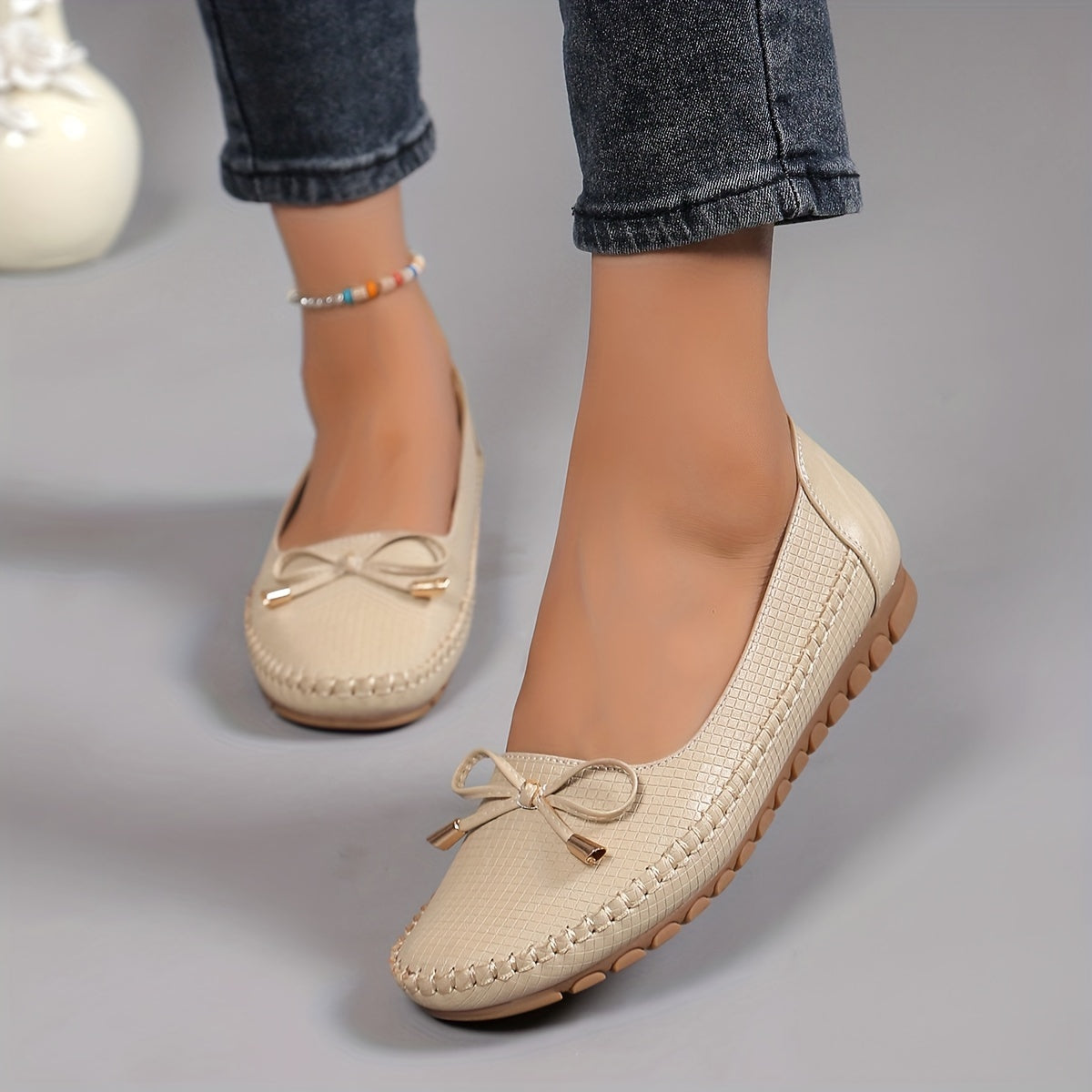 Modische Loafer für Damen mit Schleifen-Design, Bequeme Slip-On Schuhe