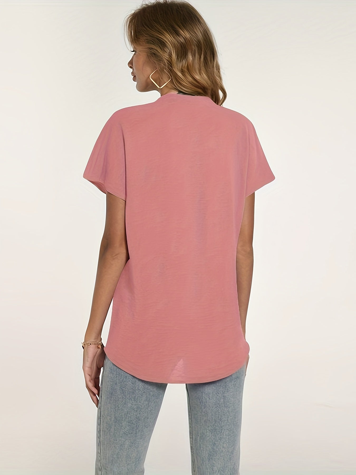 Damen Kurzarm Bluse mit V-Ausschnitt – Lässige Sommerbluse