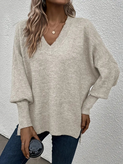 Eleganter V-Ausschnitt Strickpullover für Damen