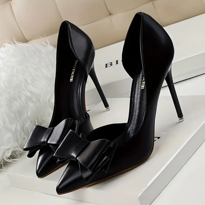 Spitzes Zehendesign Raffinierte Stiletto-Pumps mit Schleifen-Knoten