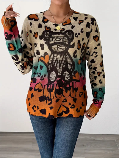 Wild Encounters Bär & Leopardenpullover-Sweatshirt